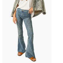 Load image into Gallery viewer, Free People Mermaid Mid-Rise Flare Jeans Womens 28 Patchwork 70s