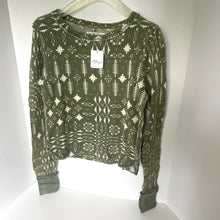 Load image into Gallery viewer, Green patterned sweater on a white background