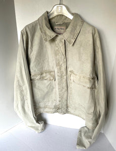 Free People Suzy Jacket Womens Large Cotton Linen Boxy Oversized Vintage White