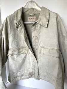 Free People Suzy Jacket Womens Large Cotton Linen Boxy Oversized Vintage White