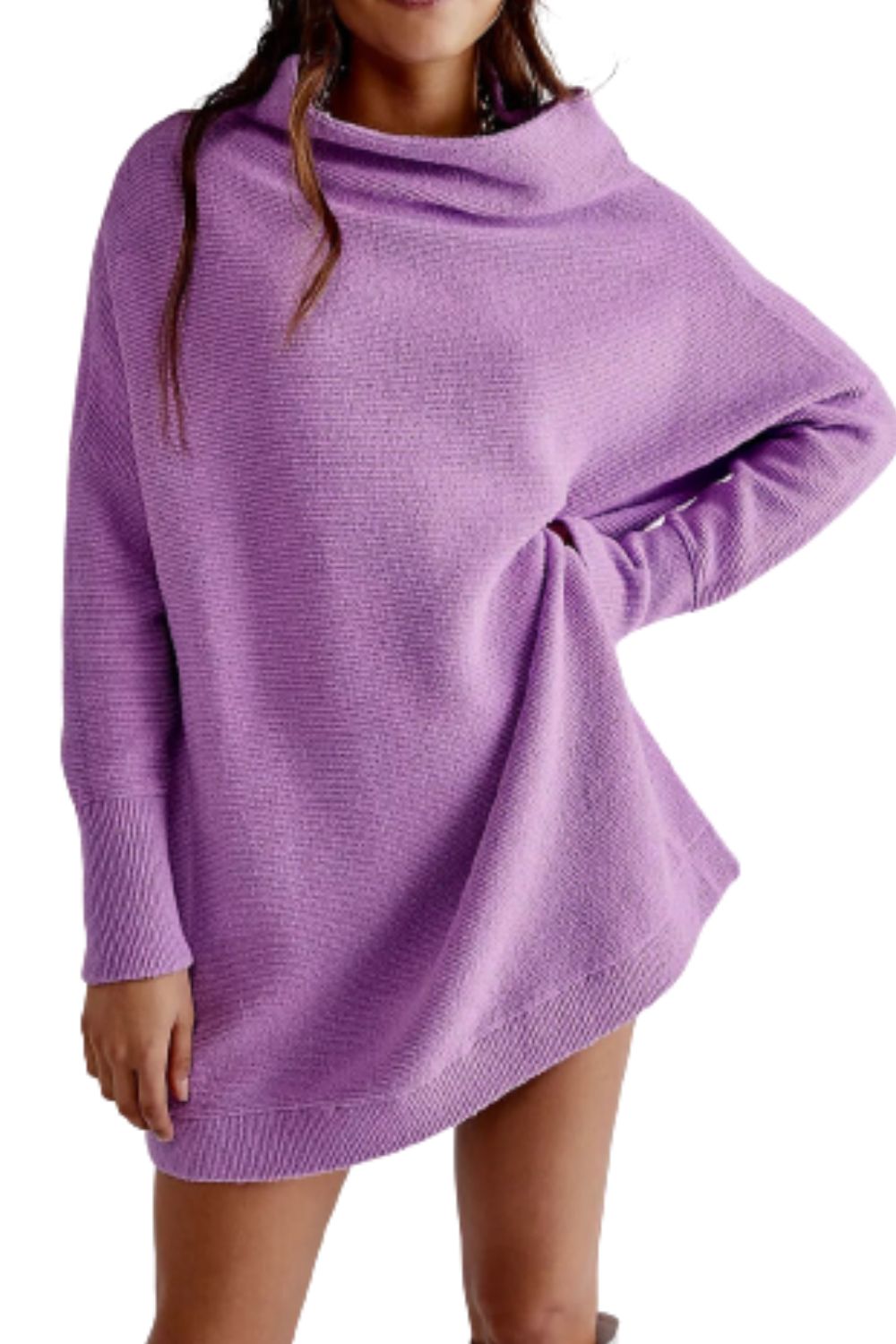 Free People Sweater Womens Large Purple Ottoman Slouchy Tunic Cotton Oversized