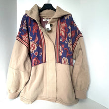 Load image into Gallery viewer, Free People Bowery Cardigan Hoodie Jacket Cotton Oversized Slouchy Floral Beige