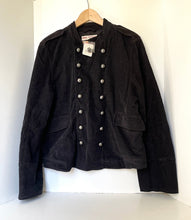 Load image into Gallery viewer, Free People Lotty Velvet Jacket Womens XL Black Double Breasted Military Blazer