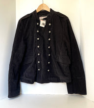 Load image into Gallery viewer, Free People Lotty Velvet Jacket Womens XL Black Double Breasted Military Blazer