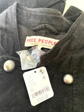Load image into Gallery viewer, Free People Lotty Velvet Jacket Womens XL Black Double Breasted Military Blazer