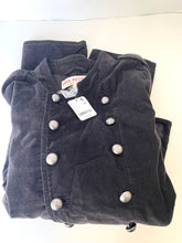 Load image into Gallery viewer, Free People Lotty Velvet Jacket Womens XL Black Double Breasted Military Blazer