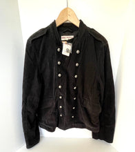 Load image into Gallery viewer, Free People Lotty Velvet Jacket Womens XL Black Double Breasted Military Blazer