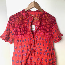 Load image into Gallery viewer, Free People Rare Feeling Maxi Dress Medium Red Foral Short Sleeve Lightweight