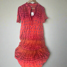 Load image into Gallery viewer, Free People Rare Feeling Maxi Dress Medium Red Foral Short Sleeve Lightweight
