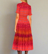 Load image into Gallery viewer, Free People Rare Feeling Maxi Dress Medium Red Foral Short Sleeve Lightweight