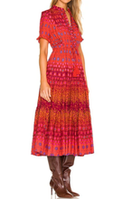 Load image into Gallery viewer, Free People Rare Feeling Maxi Dress Medium Red Foral Short Sleeve Lightweight