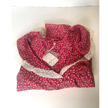 Load image into Gallery viewer, Red floral dress with lace trim on a white background