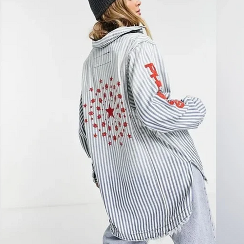 Freepeoplestripedcottonshirtjacketoversized