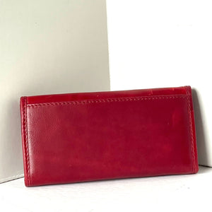 Frye Melissa Slim Wallet Womens Red Leather Bifold Flap Snap Continental