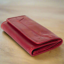 Load image into Gallery viewer, Frye Melissa Slim Wallet Womens Red Leather Bifold Flap Snap Continental