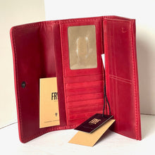 Load image into Gallery viewer, Frye Melissa Slim Wallet Womens Red Leather Bifold Flap Snap Continental