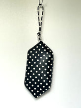 Load image into Gallery viewer, Black and white polka dot keychain on a white background