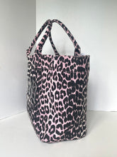 Load image into Gallery viewer, Tote bag with pink and black leopard print on a white background
