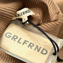Load image into Gallery viewer, GRLFRND perfume bottle with packaging against a brown textured background