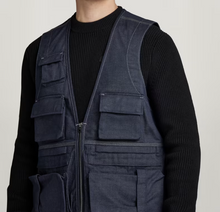 Load image into Gallery viewer, G-STAR Raw Men&#39;s GSRR Vest Blue Denim Utility Pockets Research Photography