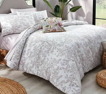Load image into Gallery viewer, Garden Party King Duvet Cover Set 3-Piece Floral Cotton Olivia Damask OekoTex