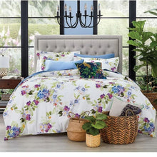 Load image into Gallery viewer, English Garden Queen Duvet Cover Set Floral White 3-Piece  Cotton 92x90 OekoTex