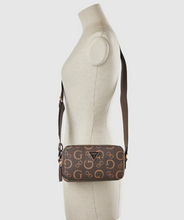 Load image into Gallery viewer, Guess Charlestown Small Crossbody Bag Brown Logo Double Zip Camera Bag