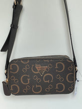 Load image into Gallery viewer, Guess Charlestown Small Crossbody Bag Brown Logo Double Zip Camera Bag