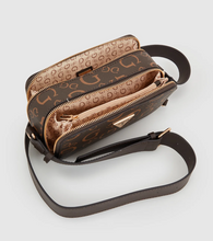 Load image into Gallery viewer, Guess Charlestown Small Crossbody Bag Brown Logo Double Zip Camera Bag