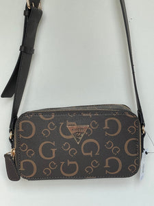 Guess Charlestown Small Crossbody Bag Brown Logo Double Zip Camera Bag