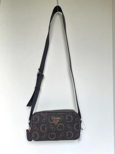 Guess Charlestown Small Crossbody Bag Brown Logo Double Zip Camera Bag