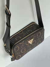 Load image into Gallery viewer, Guess Charlestown Small Crossbody Bag Brown Logo Double Zip Camera Bag