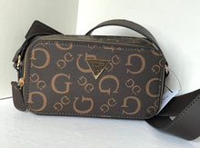 Load image into Gallery viewer, Guess Charlestown Small Crossbody Bag Brown Logo Double Zip Camera Bag