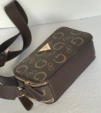 Load image into Gallery viewer, Guess Charlestown Small Crossbody Bag Brown Logo Double Zip Camera Bag