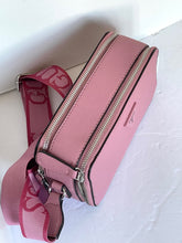 Load image into Gallery viewer, Guess Charlestown Small Crossbody Camera Bag Pink Double Zip Guitar Strap