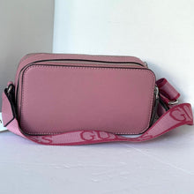 Load image into Gallery viewer, Guess Charlestown Small Crossbody Camera Bag Pink Double Zip Guitar Strap