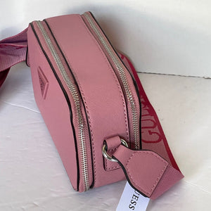 Guess Charlestown Small Crossbody Camera Bag Pink Double Zip Guitar Strap