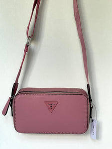 Guess Charlestown Small Crossbody Camera Bag Pink Double Zip Guitar Strap