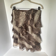 Load image into Gallery viewer, Haute Hippie Strapless Snake Print Silk Chiffon Tiered Mini Dress Womens Small