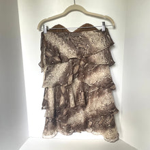Load image into Gallery viewer, Haute Hippie Strapless Snake Print Silk Chiffon Tiered Mini Dress Womens Small