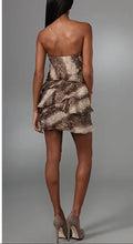 Load image into Gallery viewer, Haute Hippie Strapless Snake Print Silk Chiffon Tiered Mini Dress Womens Small