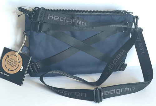 Hedgren Terra Crossbody Blue Water Resistant Nylon Slim Shoulder Bag