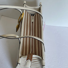 Load image into Gallery viewer, Kate Spade Market Stripe Canvas Tote Beige Medium Stripe Zip Shoulder Bag