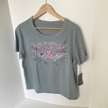 Load image into Gallery viewer, Zadig &amp; Voltaire Marta Tee Womens Blue Beaded Skull Wings Graphic Shirt Top