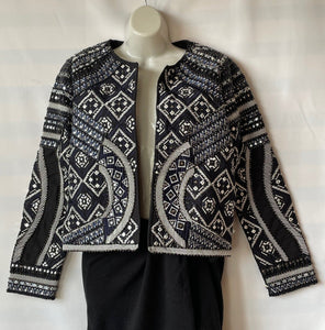 Anthropologie Jacket Womens Small Black Crop Bolero Embroidered Beaded Quilted