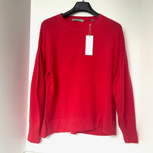 Load image into Gallery viewer, Red sweater on a hanger with a white tag against a plain background