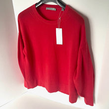 Load image into Gallery viewer, Red sweater on a hanger with a tag against a white background