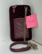 Load image into Gallery viewer, Kate Spade Crossbody Wallet Phone Case Womens Red Amelia Chain Velvet Bag
