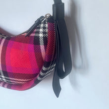 Load image into Gallery viewer, Plaid patterned handbag with a strap on a white background