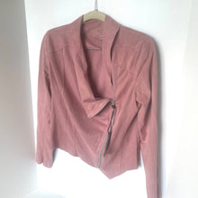 Load image into Gallery viewer, BlankNYC Jacket Moto Womens PInk Crop Asymmetric Zip Micro Suede Draped